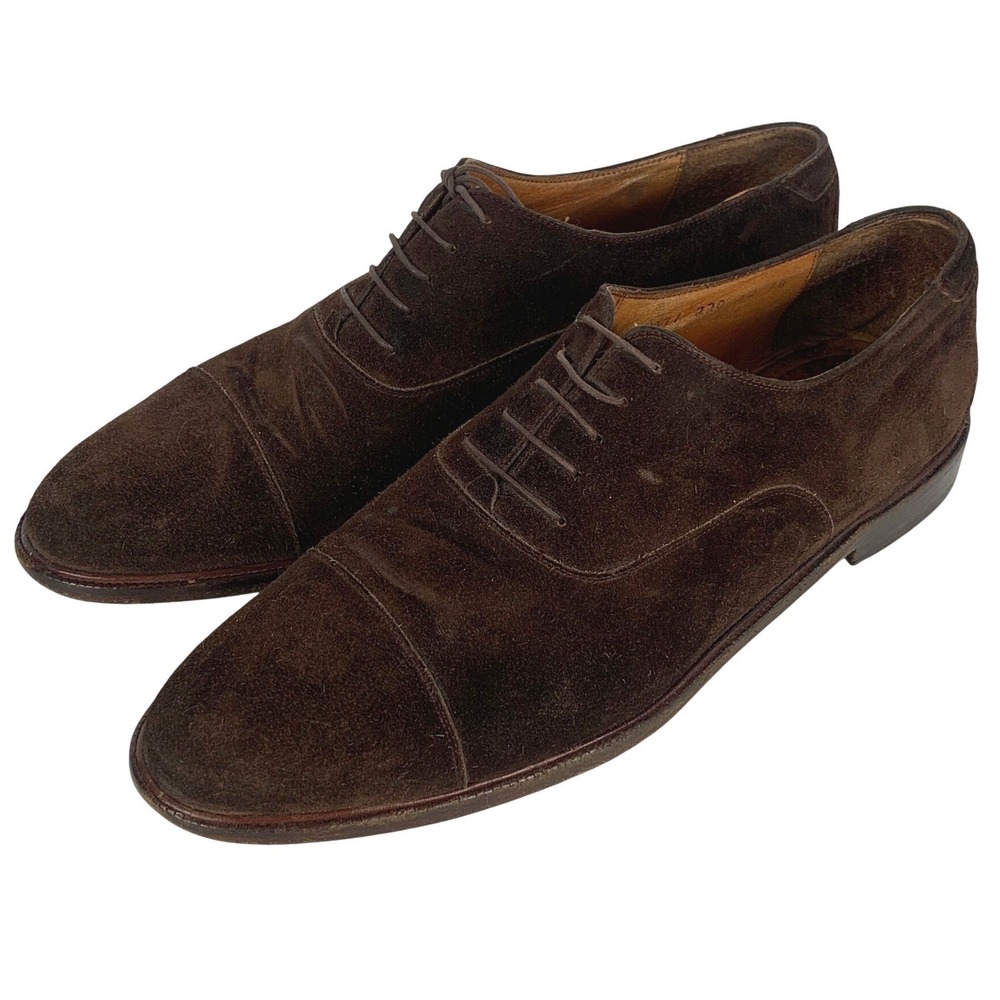 SALVATORE FERRAGAMO Suede Cap Toe Oxford Dress Shoes Men's 12D Dark Brown VTG